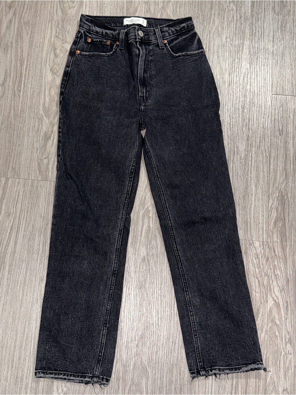 Abercrombie & Fitch Curve Love Ultra High Rise Ankle Straight Black Jeans 25/0